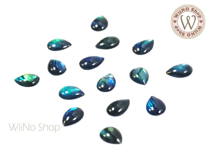 5 x 7mm Blue Natural Seashell Drop Cabochon - 10 pcs