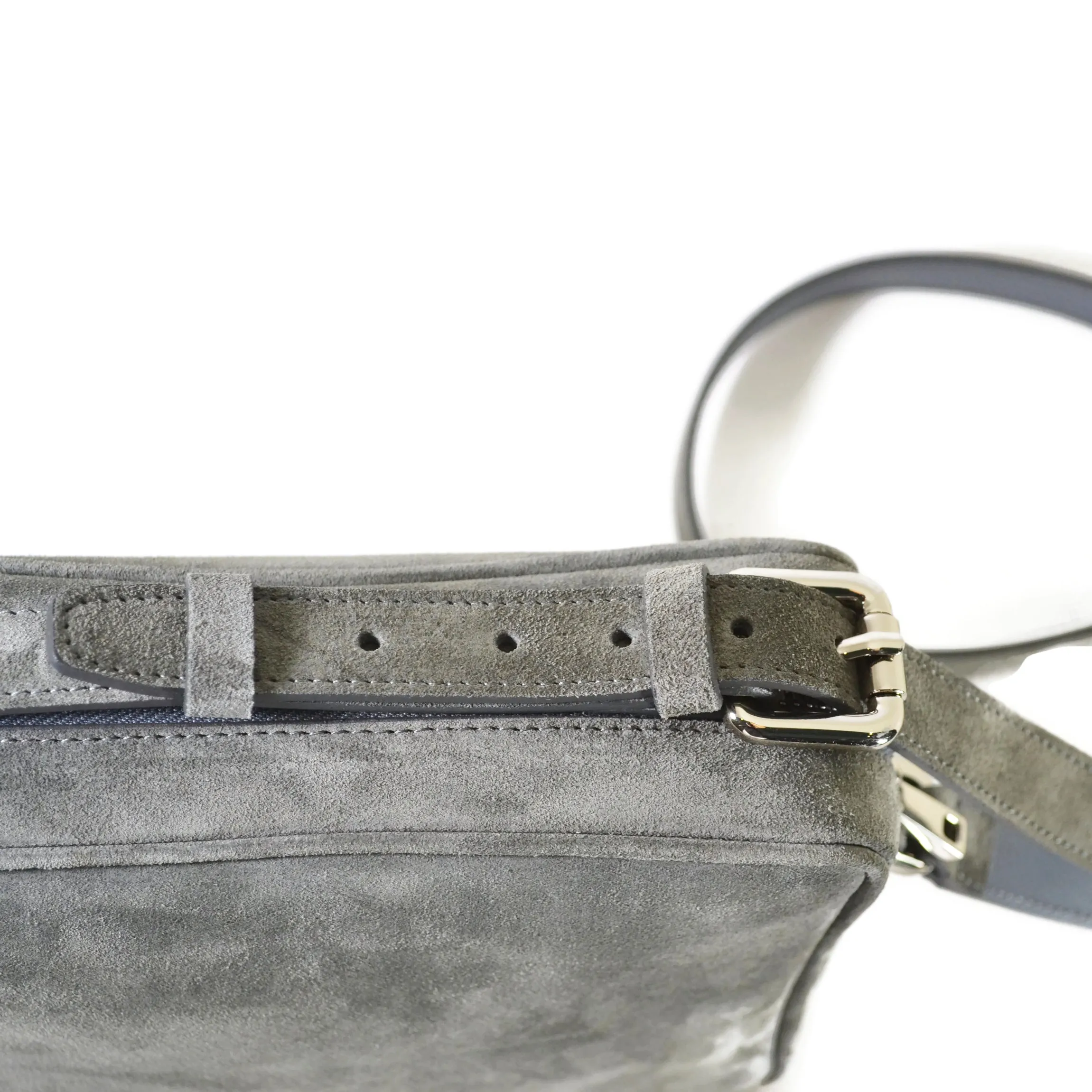 A & Furst - Medium Crossbody - Handbag, Storm Grey Color Suede Leather