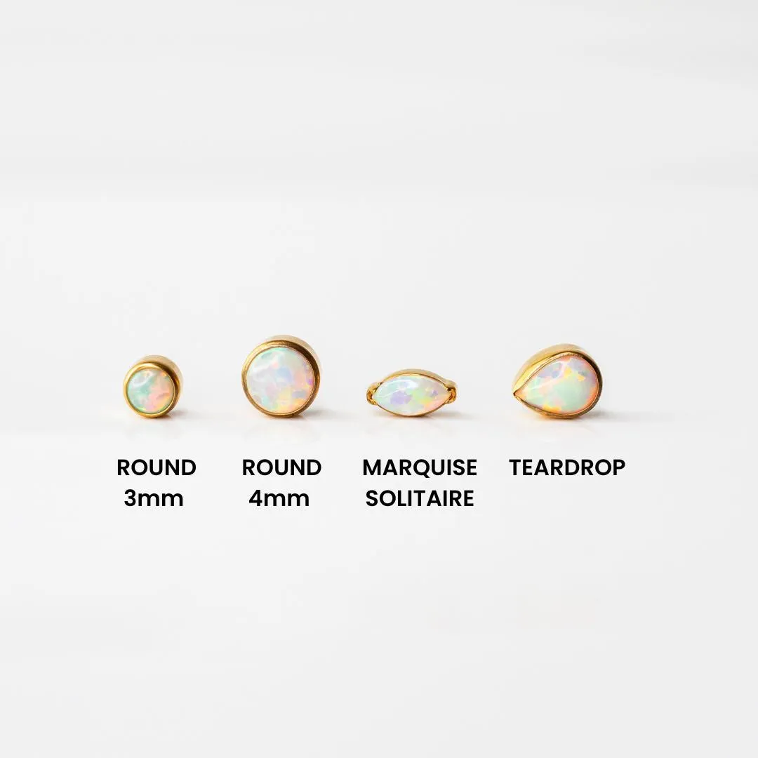 Aurora Marquise Solitaire Opal Flat Back Sleeper Earrings