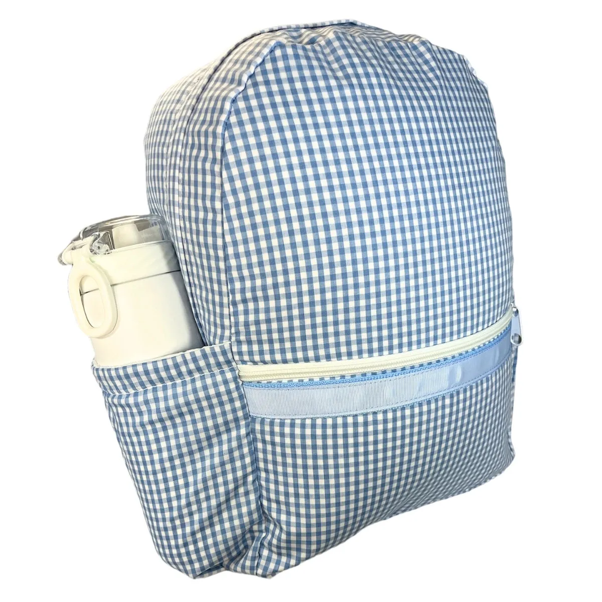 Baby Blue Gingham backpack w/ Pocket