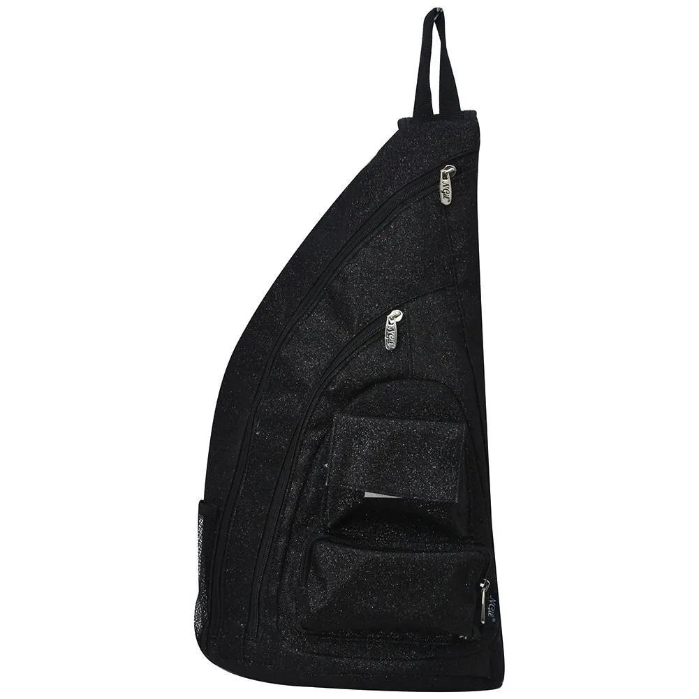 Black Glitter NGIL Sling Backpack