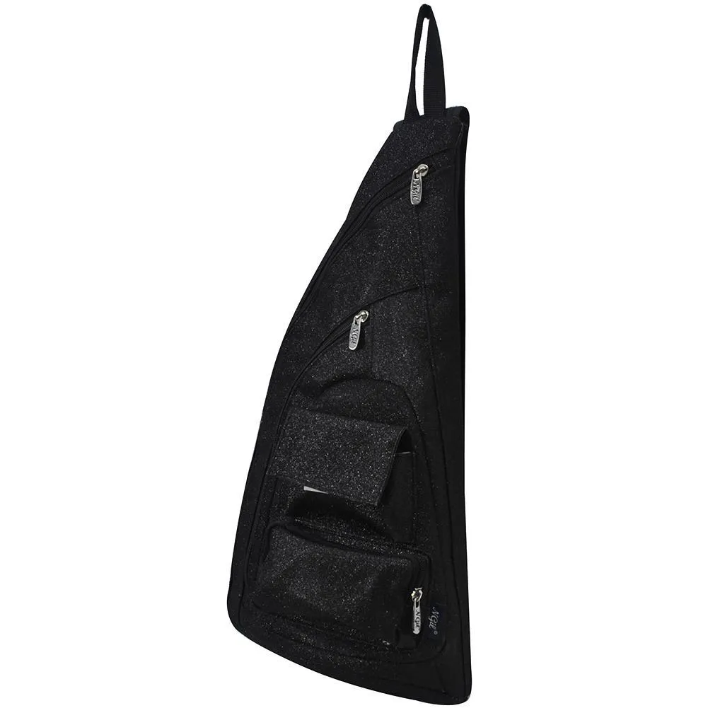 Black Glitter NGIL Sling Backpack