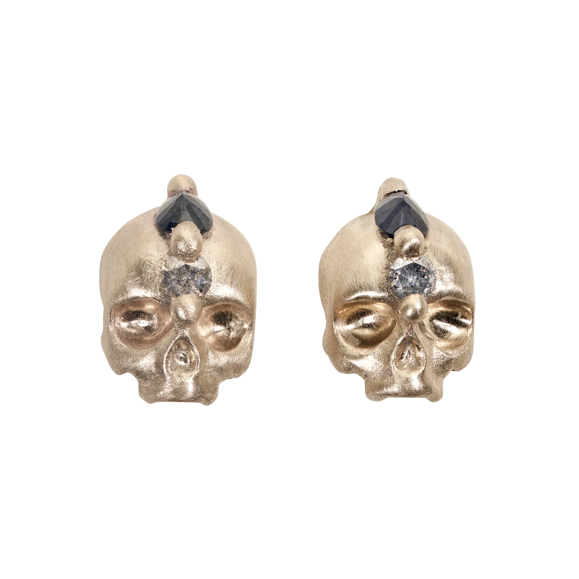 Black Island Of Idols Skull Stud Earrings in White- Made to Order