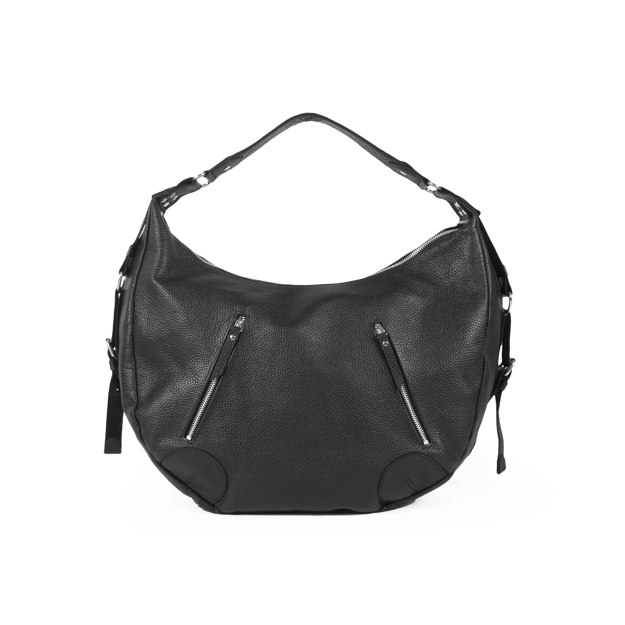 Black Slouchy Leather Shoulder Bag