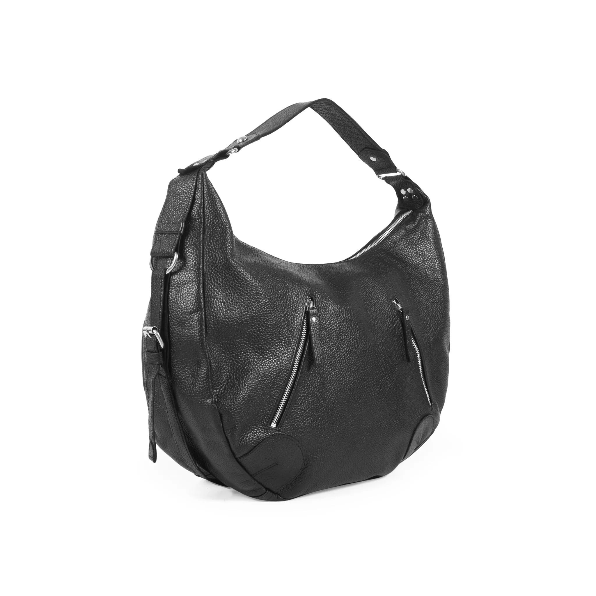 Black Slouchy Leather Shoulder Bag