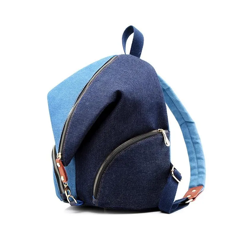 Blue Denim Canvas 20 Liter Backpack for Teenage Girls