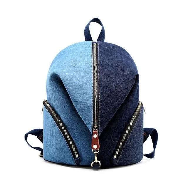 Blue Denim Canvas 20 Liter Backpack for Teenage Girls