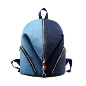 Blue Denim Canvas 20 Liter Backpack for Teenage Girls