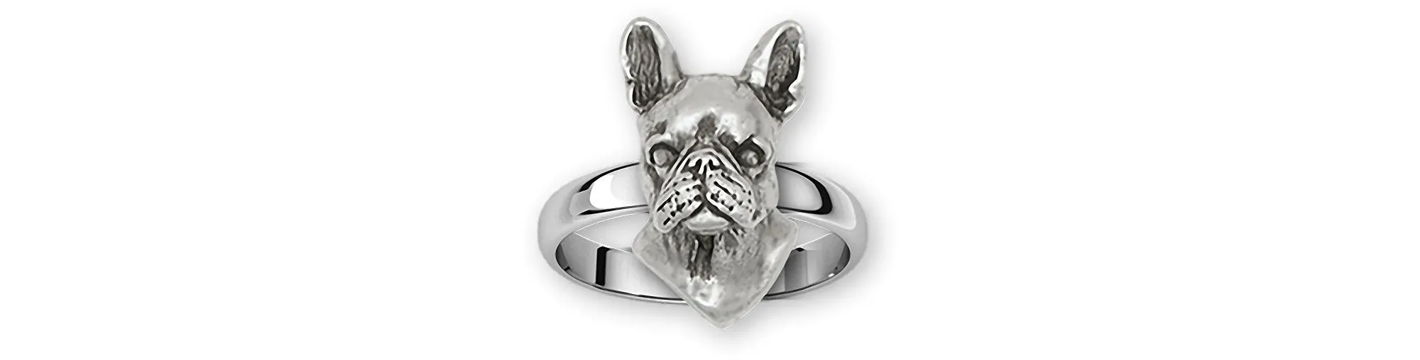 Boston Terrier Jewelry Sterling Silver Handmade Boston Terrier Ring  BT52X-R