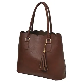 Brown NGIL Faux Leather Scallop Fashion Bag