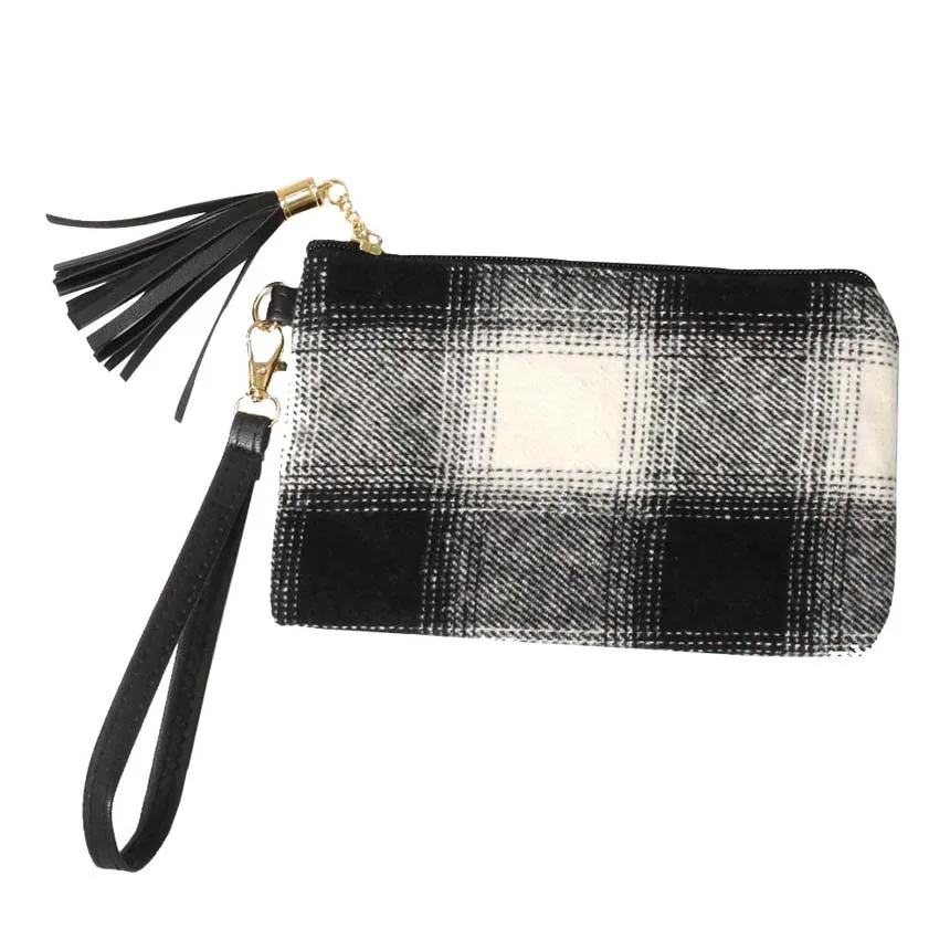 Buffalo Check Wristlet Pouch Bag