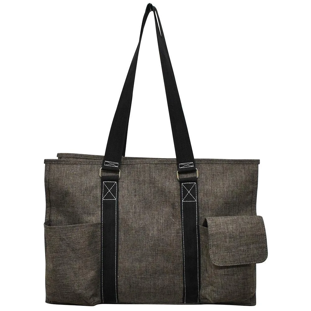 Crosshatch Khaki NGIL Zippered Caddy Large Organizer Tote Bag