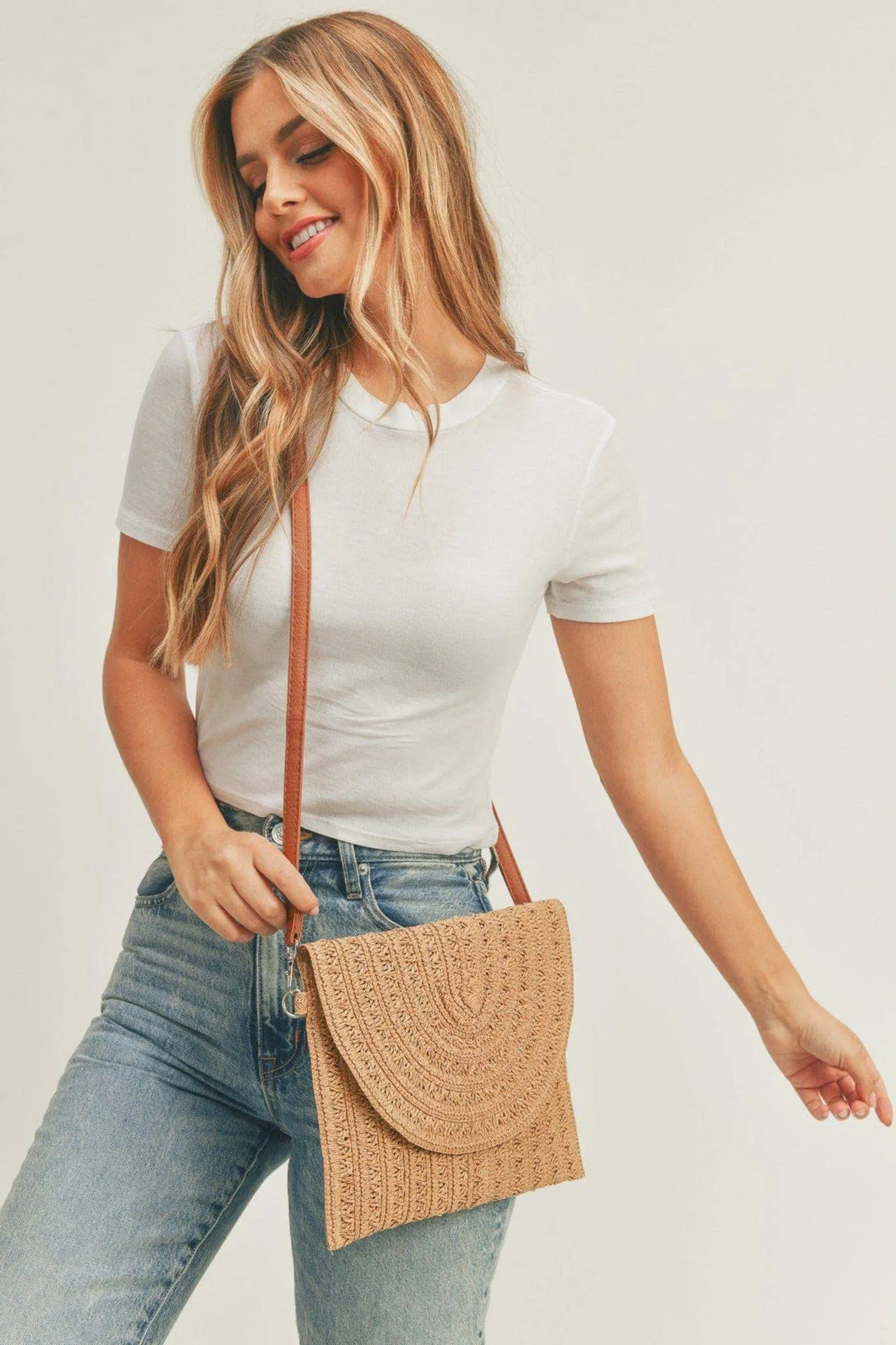 Eden Straw Crossbody/Clutch - Taupe