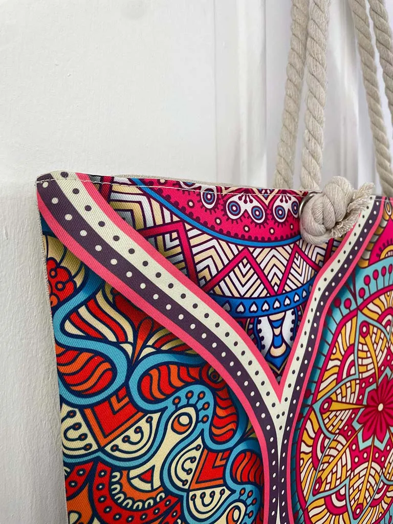 Envy Small Mandala Print Tote Bag - Pink Mix