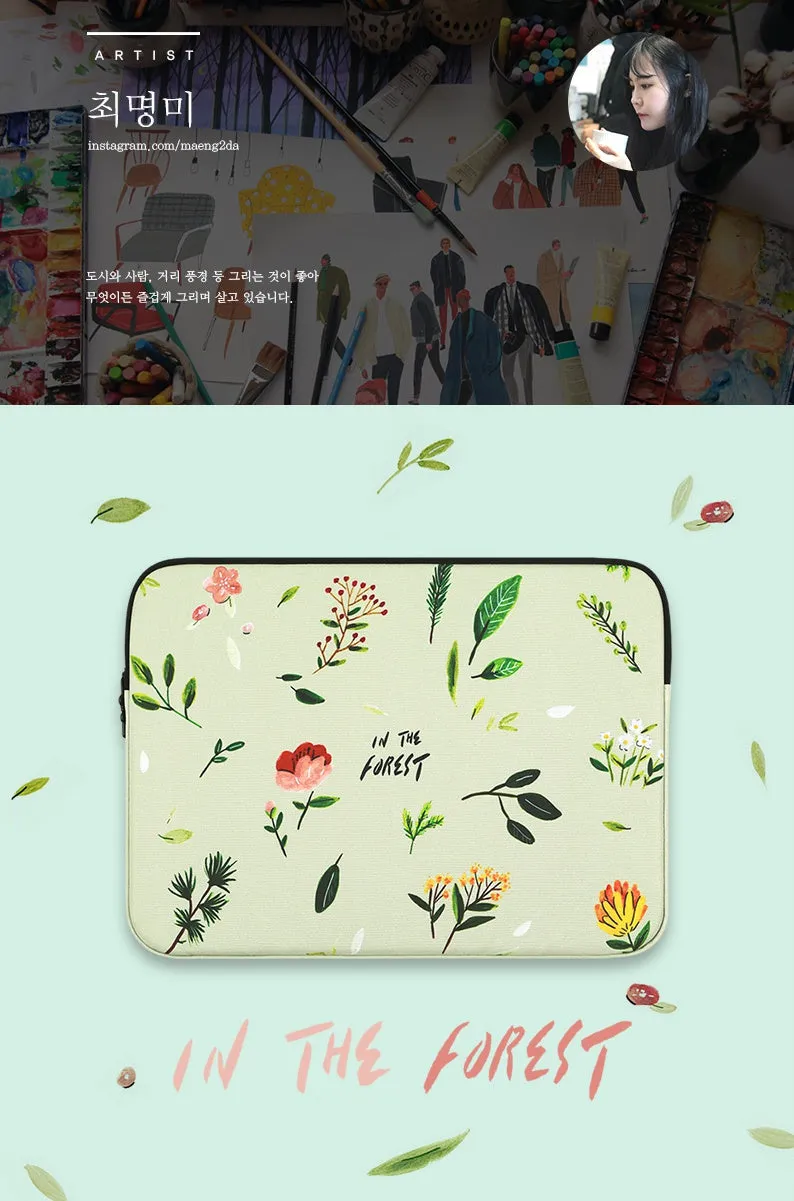 Green Forest Graphic Laptop Sleeves iPad 11 13 15inch Fitted Cases Pouches Protective Covers Purses Handbags Square Cushion Designer School Collage Office Lightweight