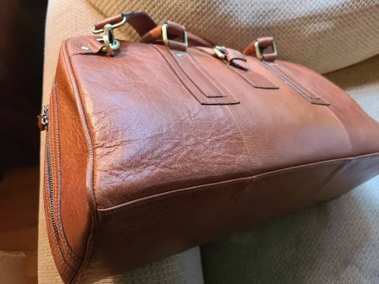 Handcrafted Brown Cowhide Leather Duffel