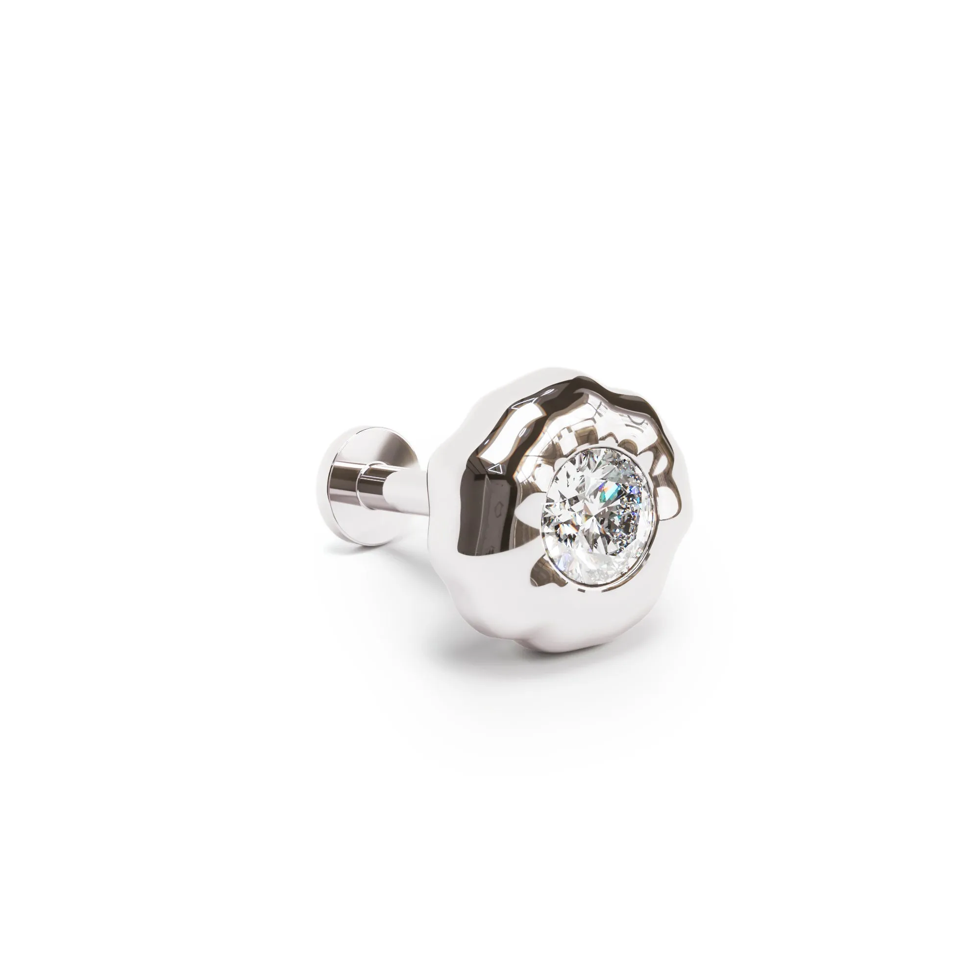 Irregular Round 14K Gold Diamond Stud