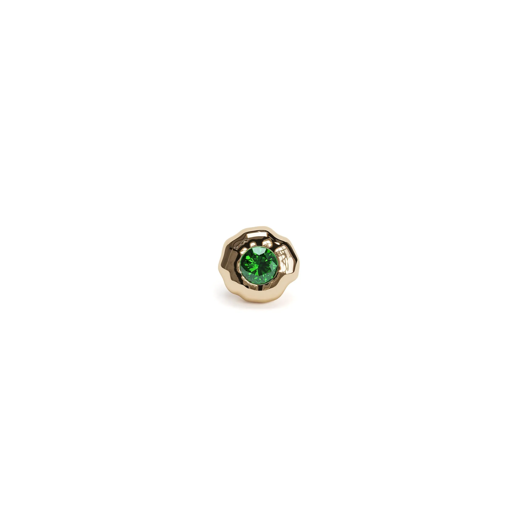 Irregular Round 14K Gold Emerald Stud