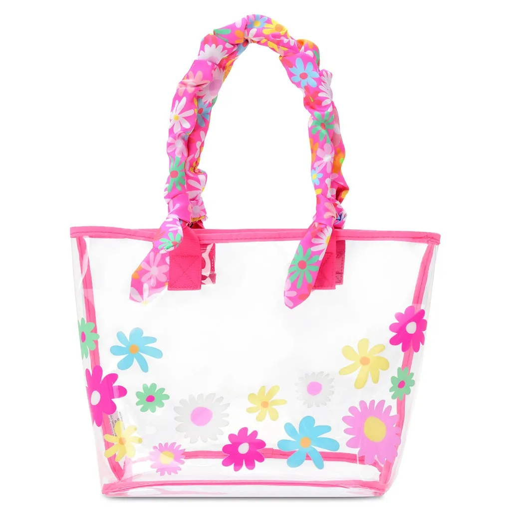 Iscream Puffy Flowers Clear Tote and Cosmetic Bag