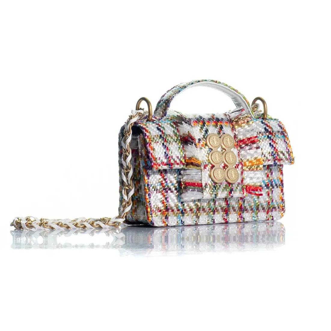 Kooreloo - Fabric Shoulder Bag - Petite Basset Raffia Multi/White