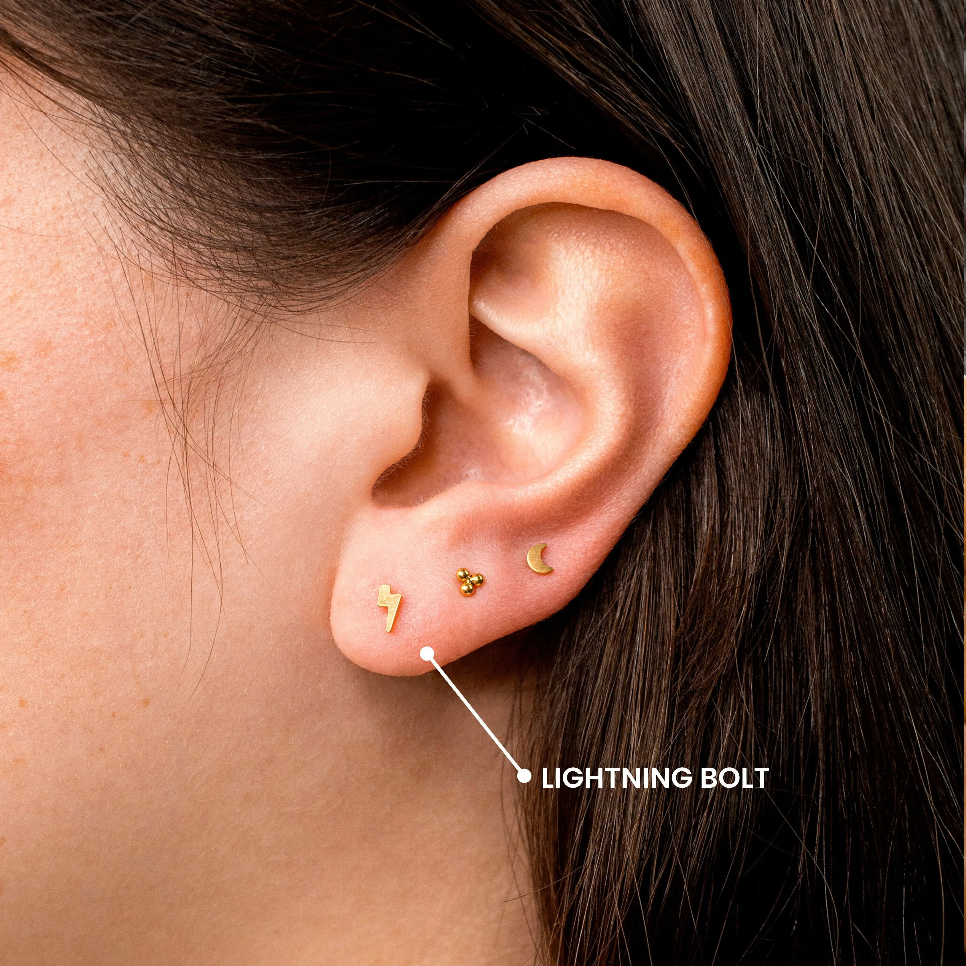 Lightning Bolt Flat Back Sleeper Earrings