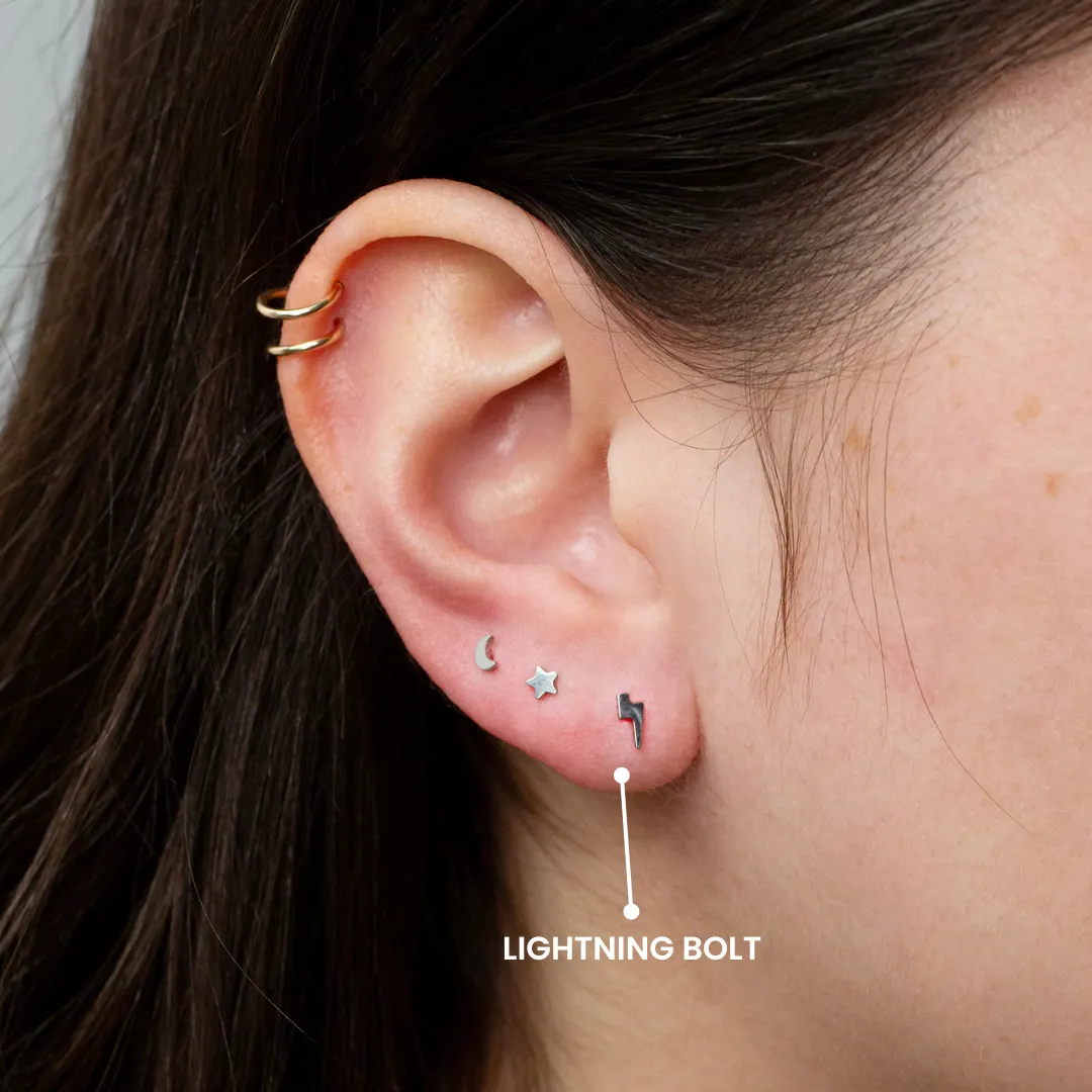 Lightning Bolt Flat Back Sleeper Earrings