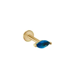 Marquise London Blue Topaz Flat Back Earring