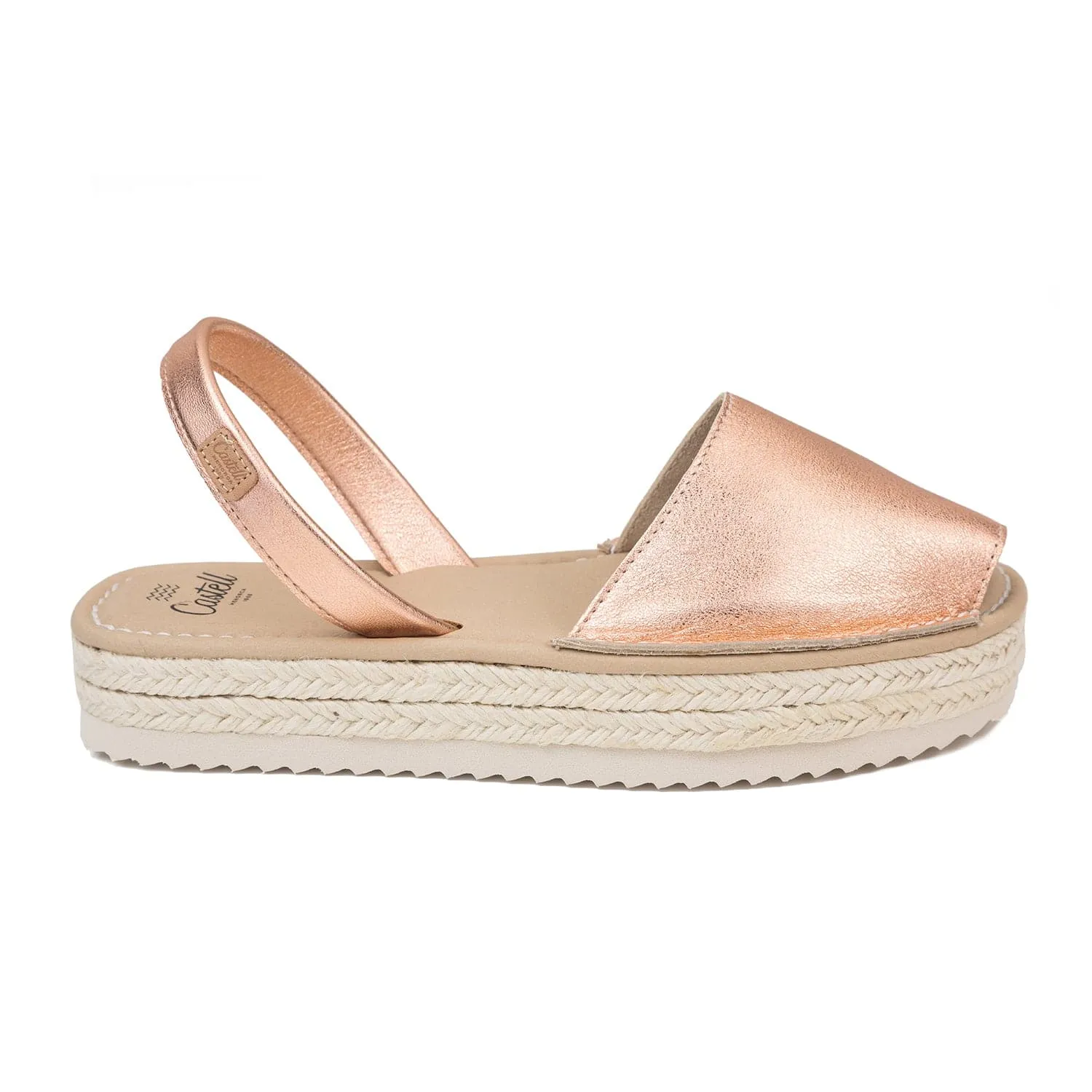 Metallic Platform Leather Menorcan Espadrille For Women - Doble Yute 2283 2 Metallic