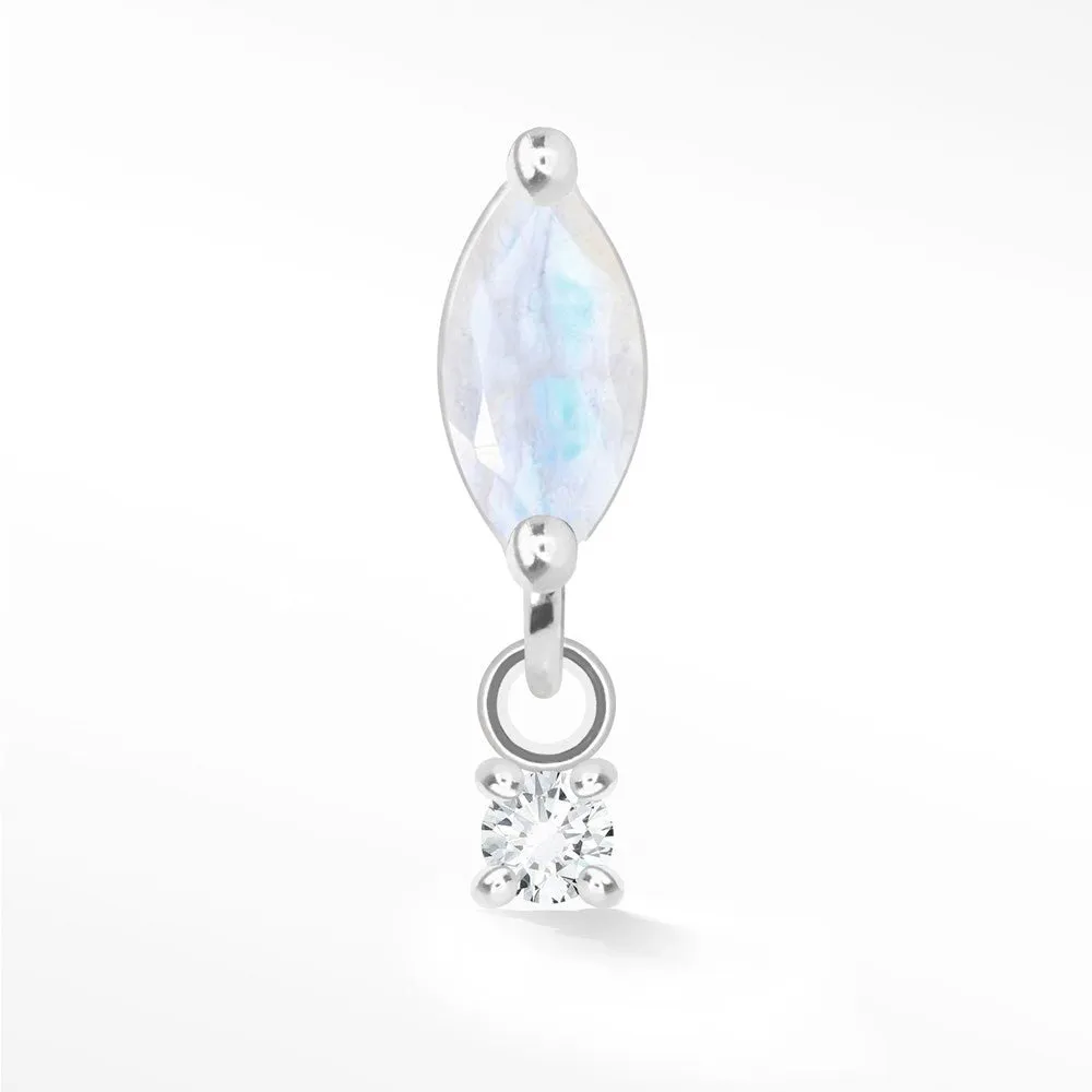 Moonstone Flat Back Earring Movement 14k White