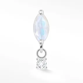 Moonstone Flat Back Earring Movement 14k White