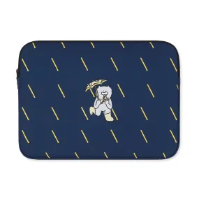 Navy Blue Rain Graphic Laptop Sleeves iPad 11 13 15 17 inch Cases Protective Covers Handbags Square Pouches Designer Artist Prints Cute Lightweight Collage Office Zipper Fashion School Unique Couple Item Gifts