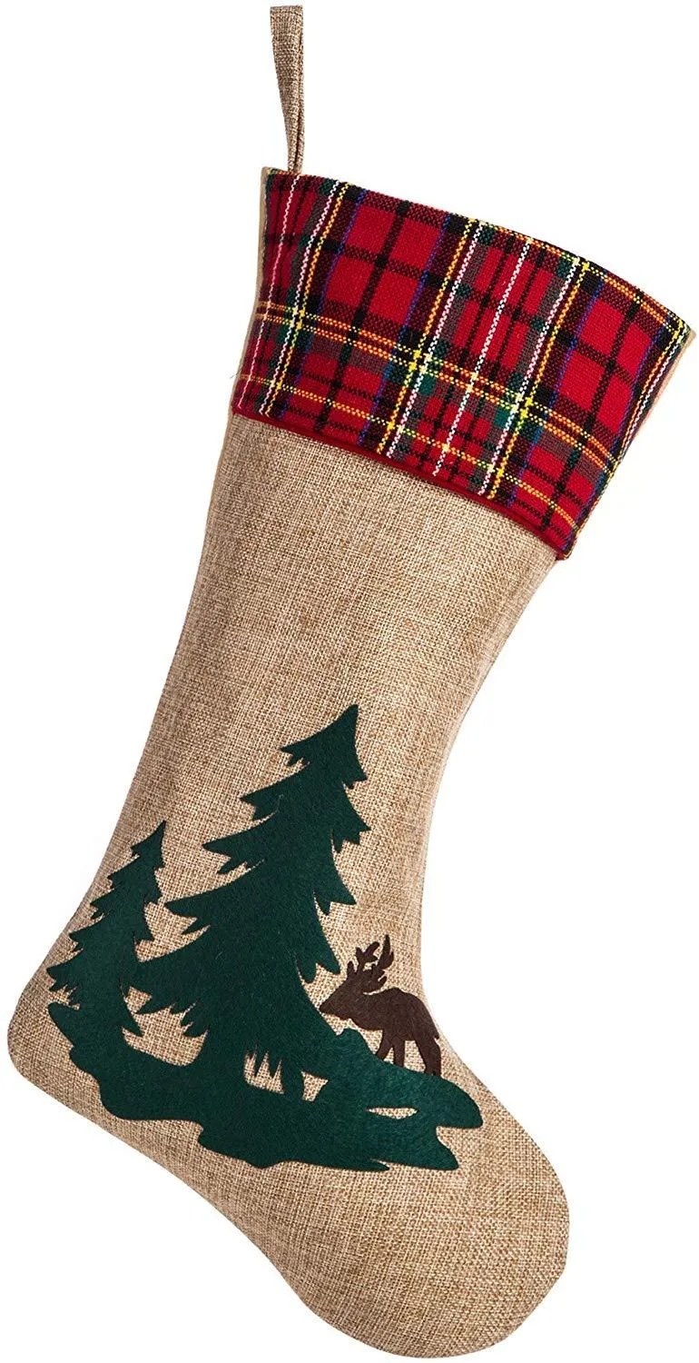 New Beautiful Christmas Tartan Cuff Candy Bag Toy Socks Party Decoration Multicolor Candy Pattern Hanging Bags