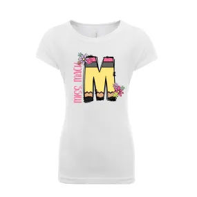 Pencil Letter (Flowers) - Personalized TSHIRT - Youth, Women & Men