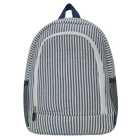 Seersucker Navy Medium Size NGIL Canvas Backpack