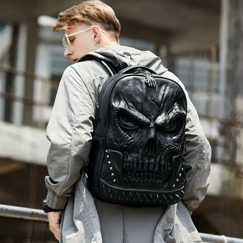 Skull Luxury Leather Large Capacity Backpack - Stylish & Practical!