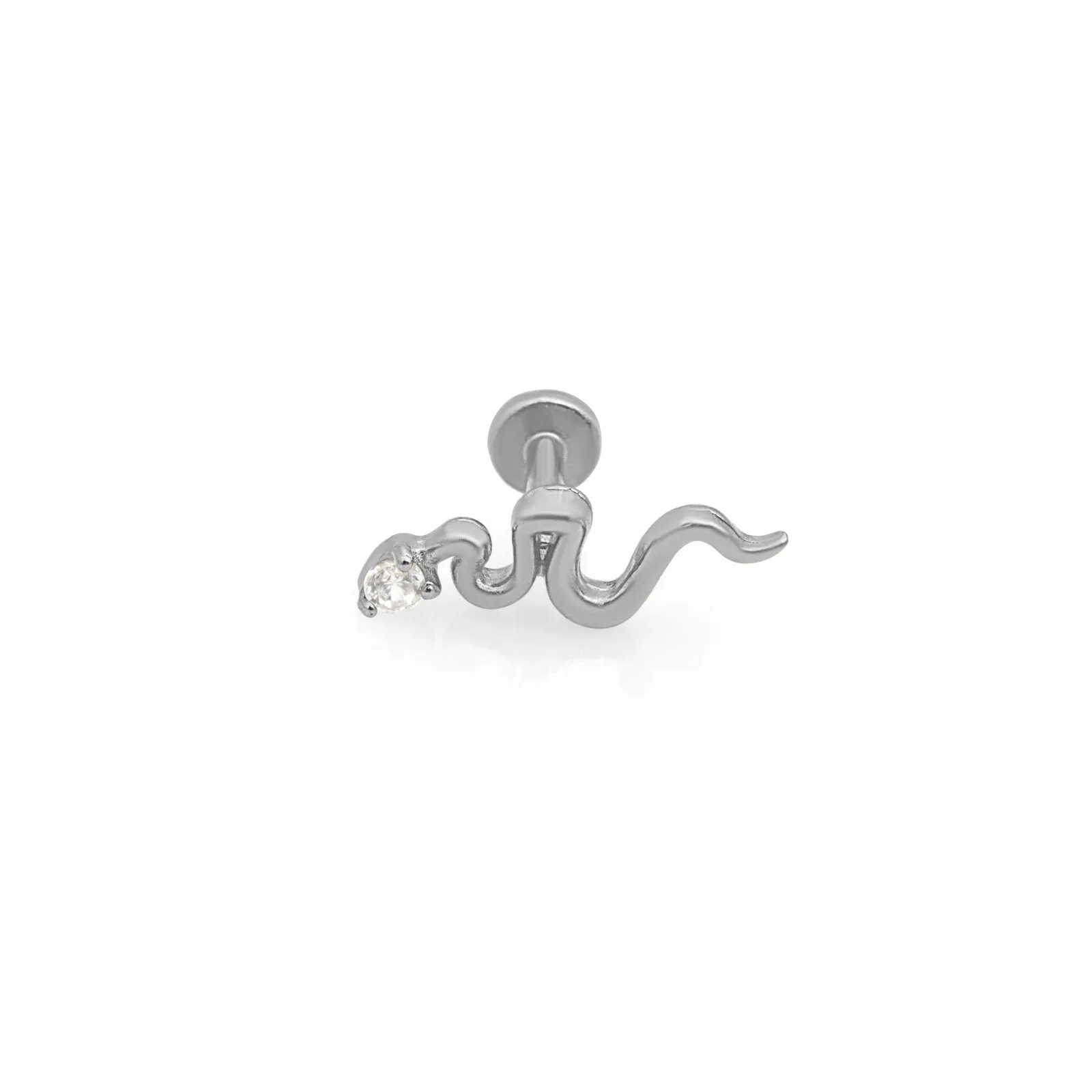 Snake Flat Back Earring with Stone