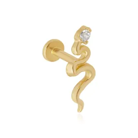 Snake Flat Back Earring with Stone