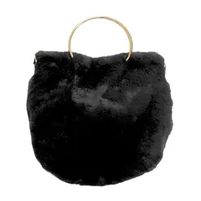 Solid Faux Fur Tote Crossbody Bag