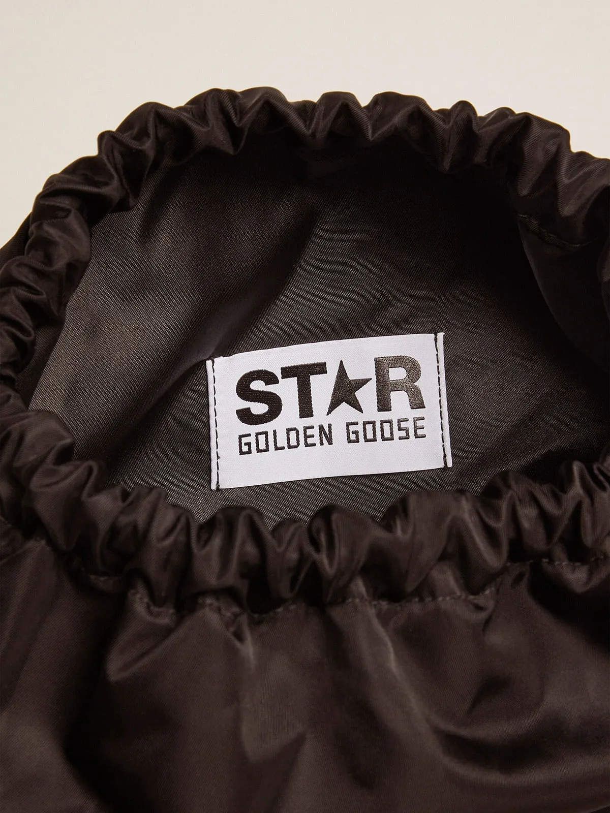 STAR NYLON BLACK DRAWSTRING BACKPACK WITH PRINTED STAR