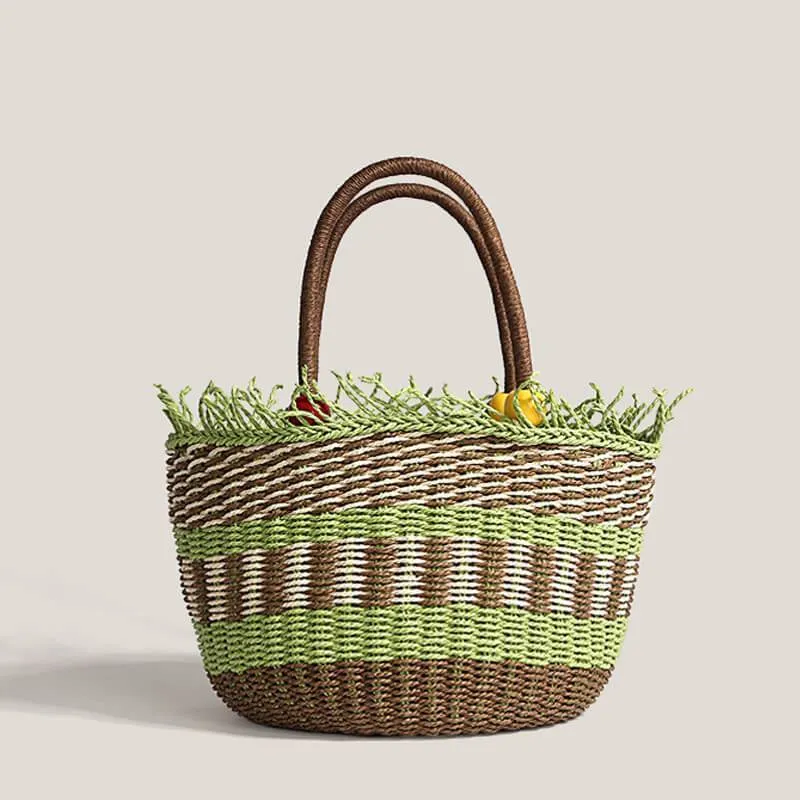 Straw Woven Vegetable Basket