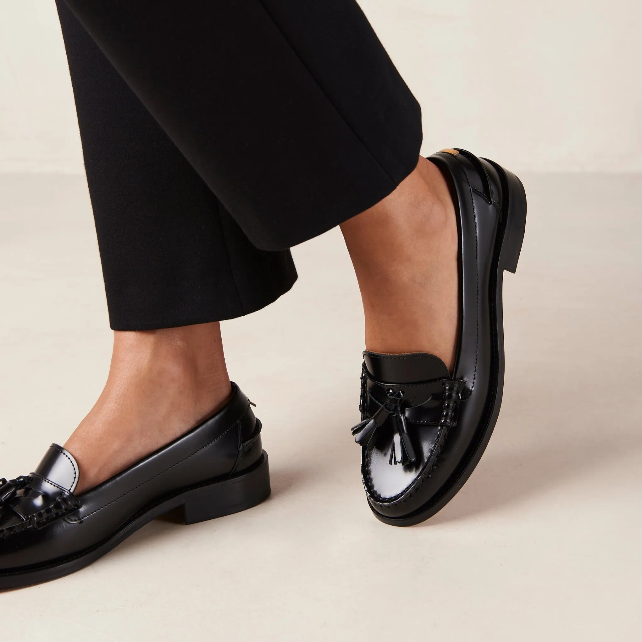 Terrane Black Leather Loafers