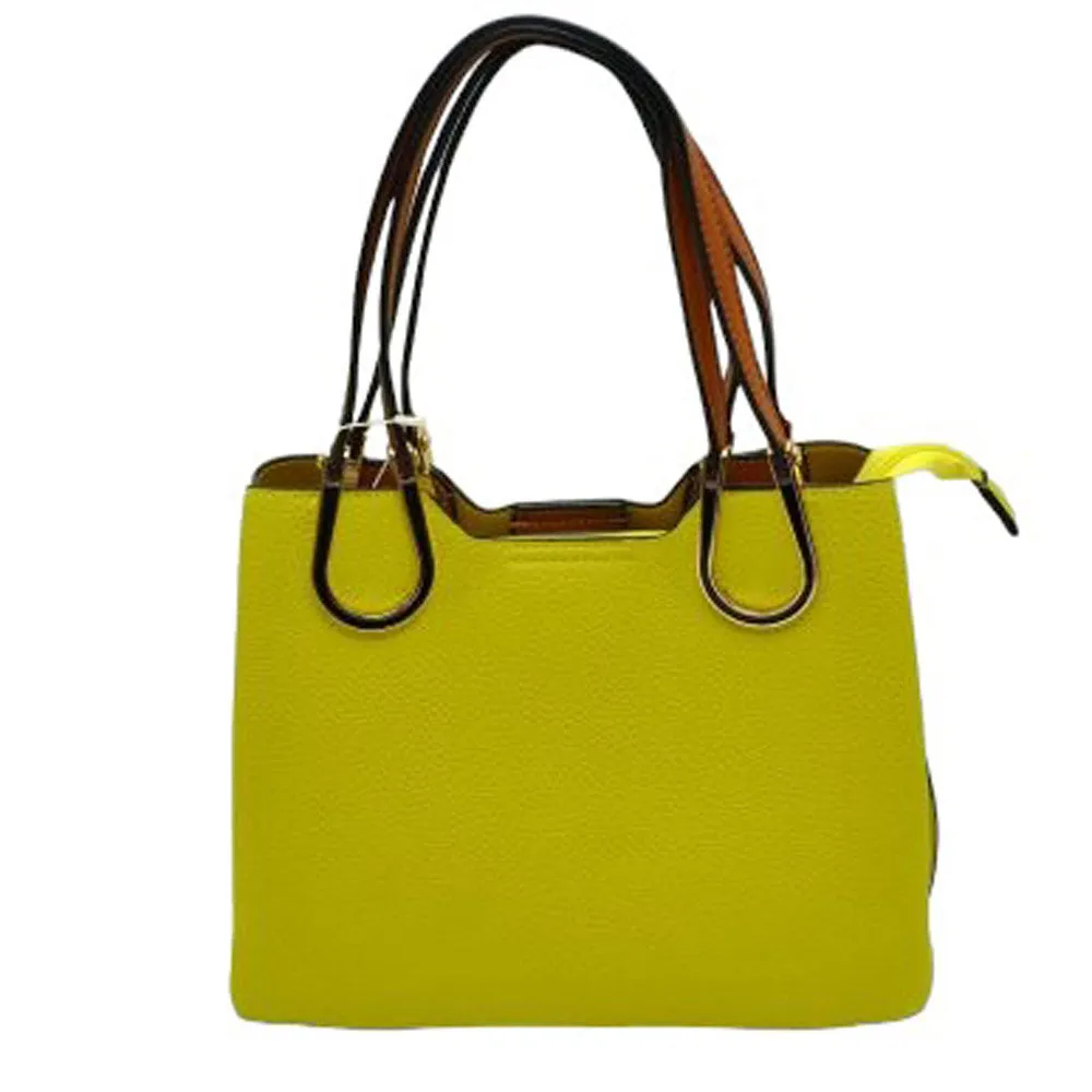 Textured Faux Leather Horseshoe Handle Women's Tote Bag