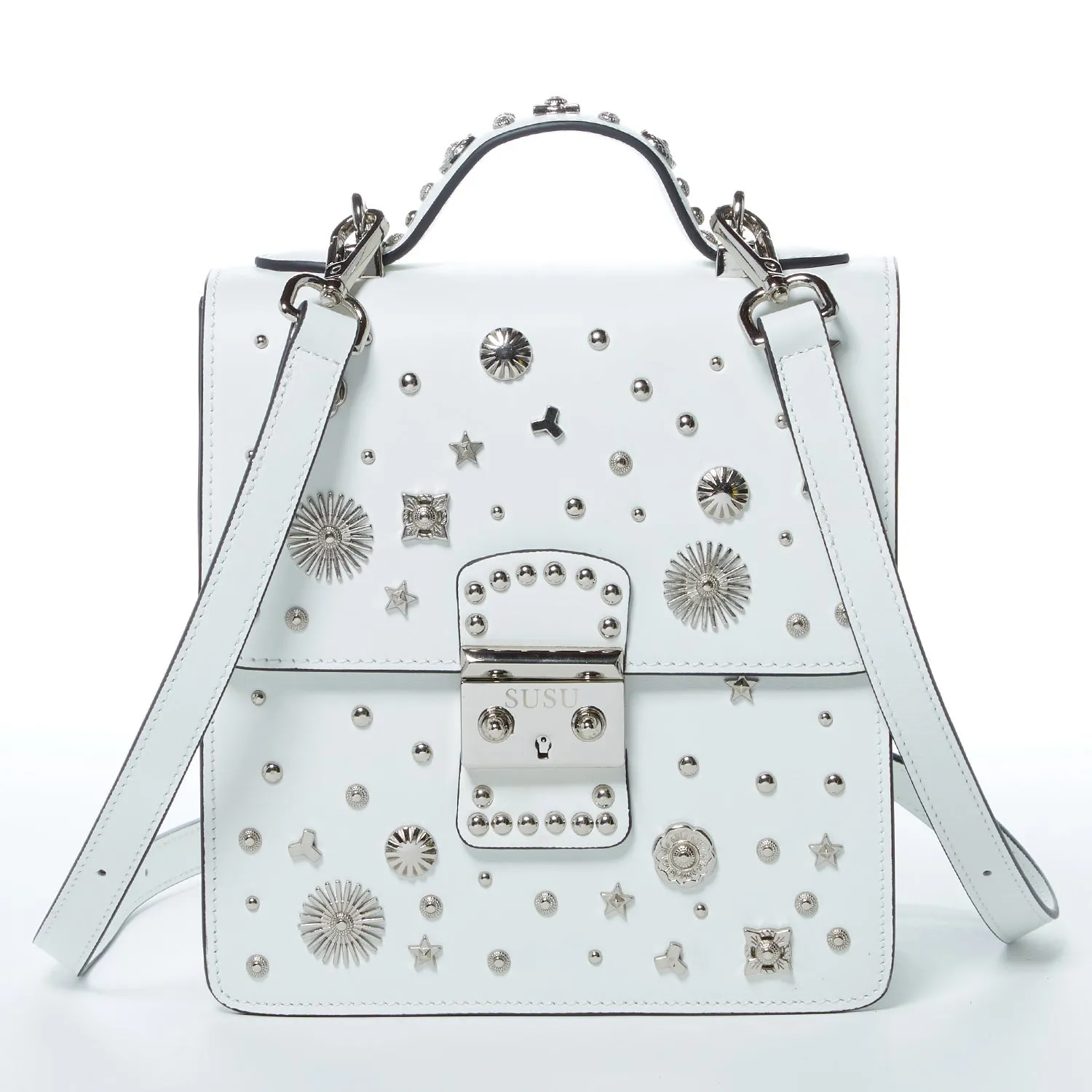 The Hollywood Leather Purse Backpack White