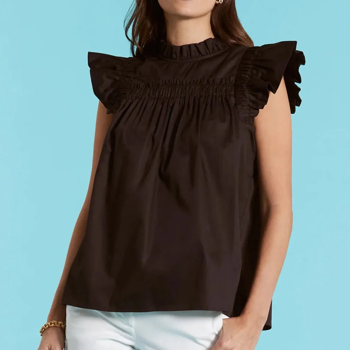 Tyler Boe Eloise Flutter Sleeve Top - Black