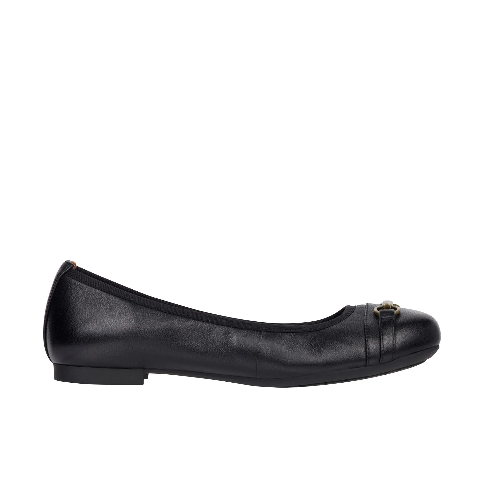 Vionic Womens Delanie Flat Black Leather