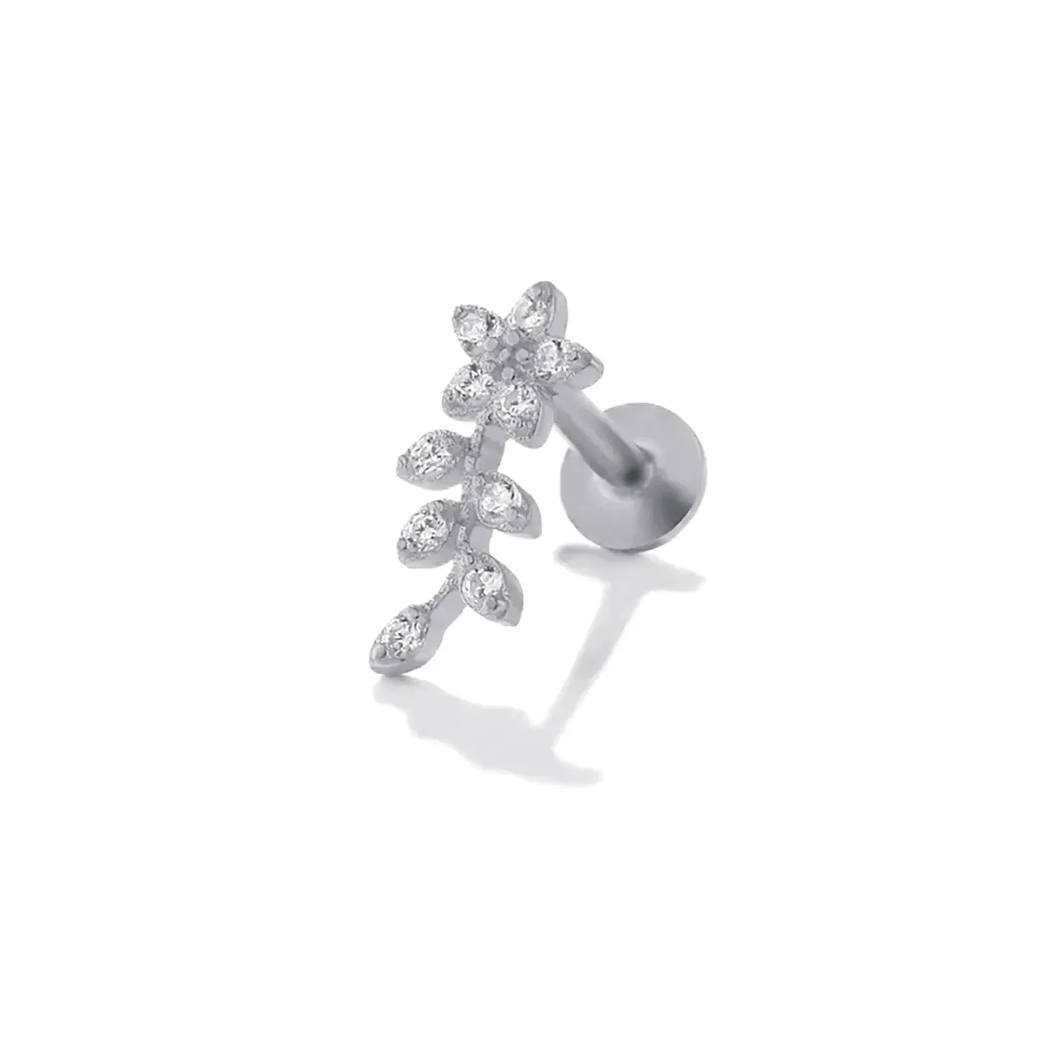 Viva Flower Flat Back Piercing Stud (16G)