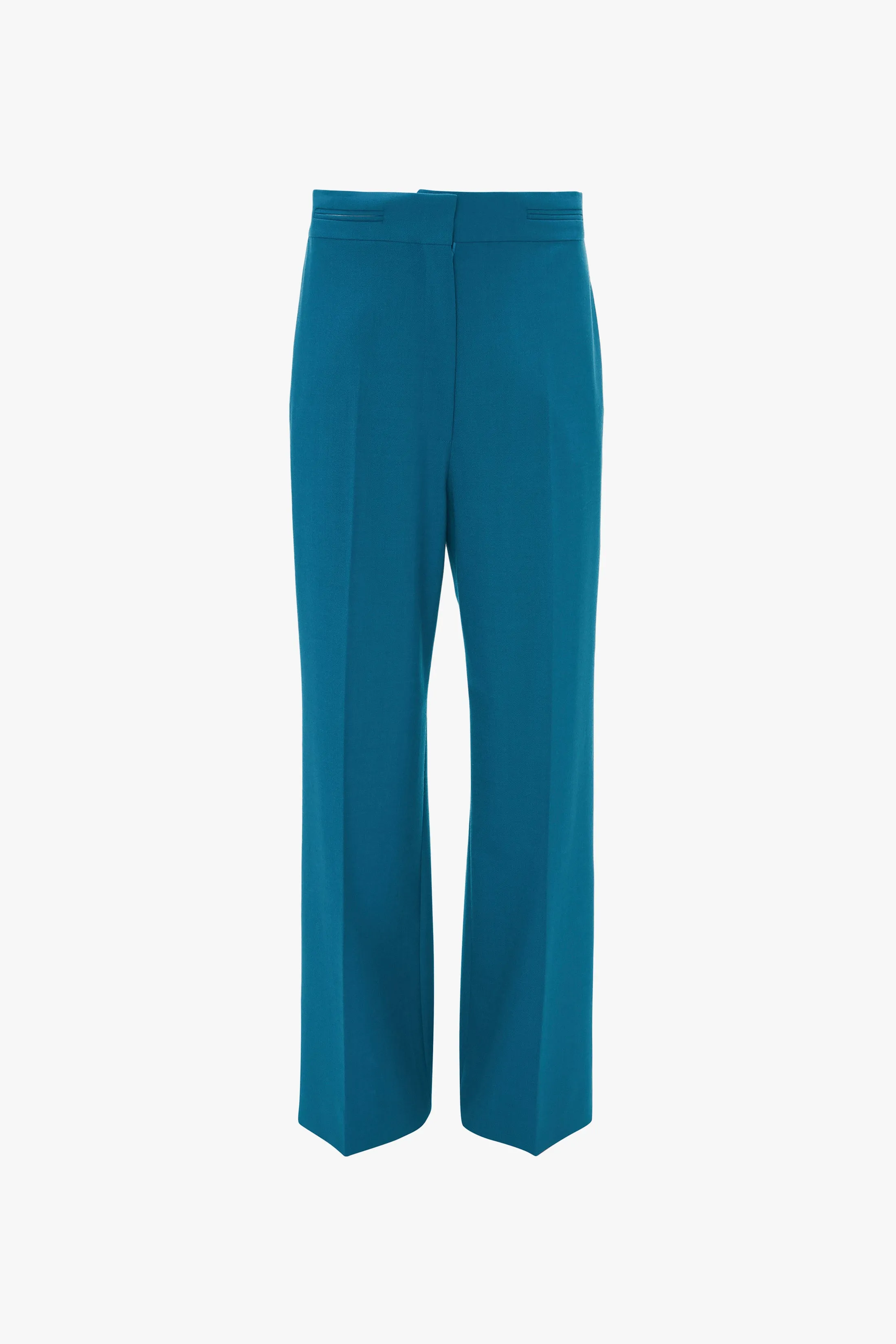 Waistband Detail Straight Leg Trouser In Petroleum