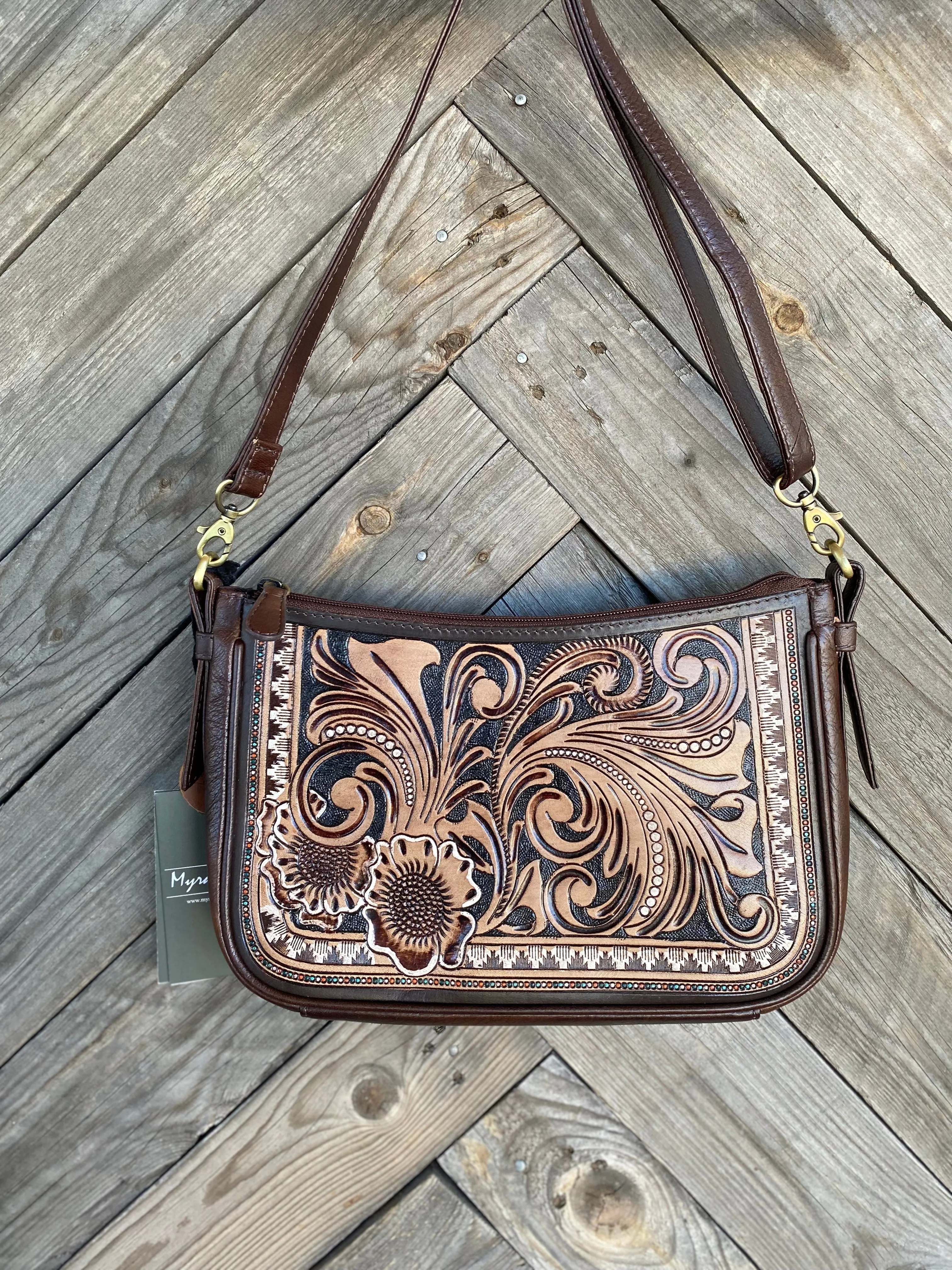 Whitley Way Hand-Tooled Bag