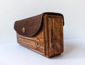 Wooden handmade clutch bag with brown cork leather - Eco friendly